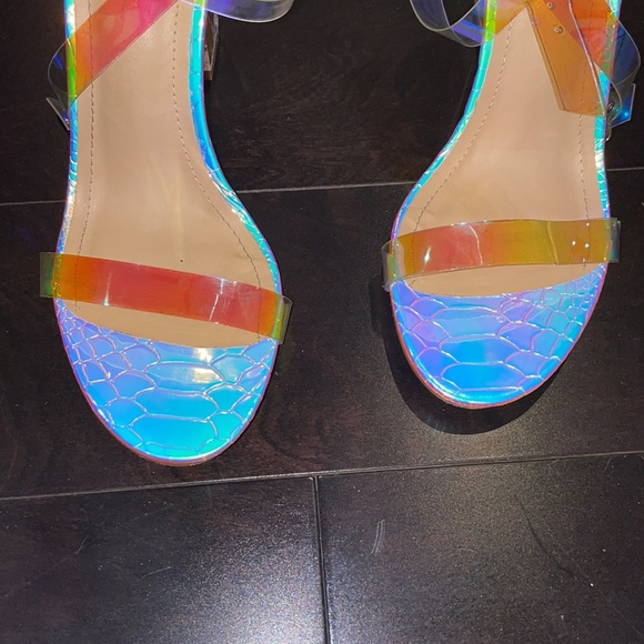 Fashion Nova Iridescent Clear Heels Clear Heel - Picture 5 of 5
